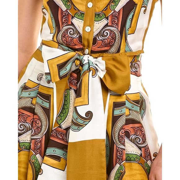 Samantha Sung Womens  Audrey 3 Silk Shirtdress, Brown - Picture 3 of 4